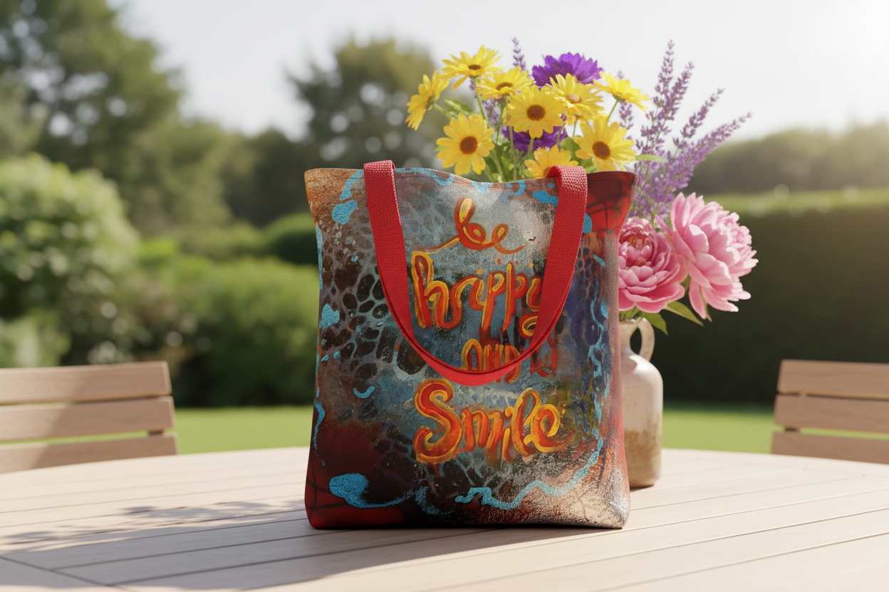 Be Happy and Smile Tote Bag Lifestyle